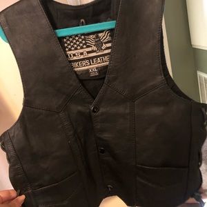 Genuine leather kids Biker vest